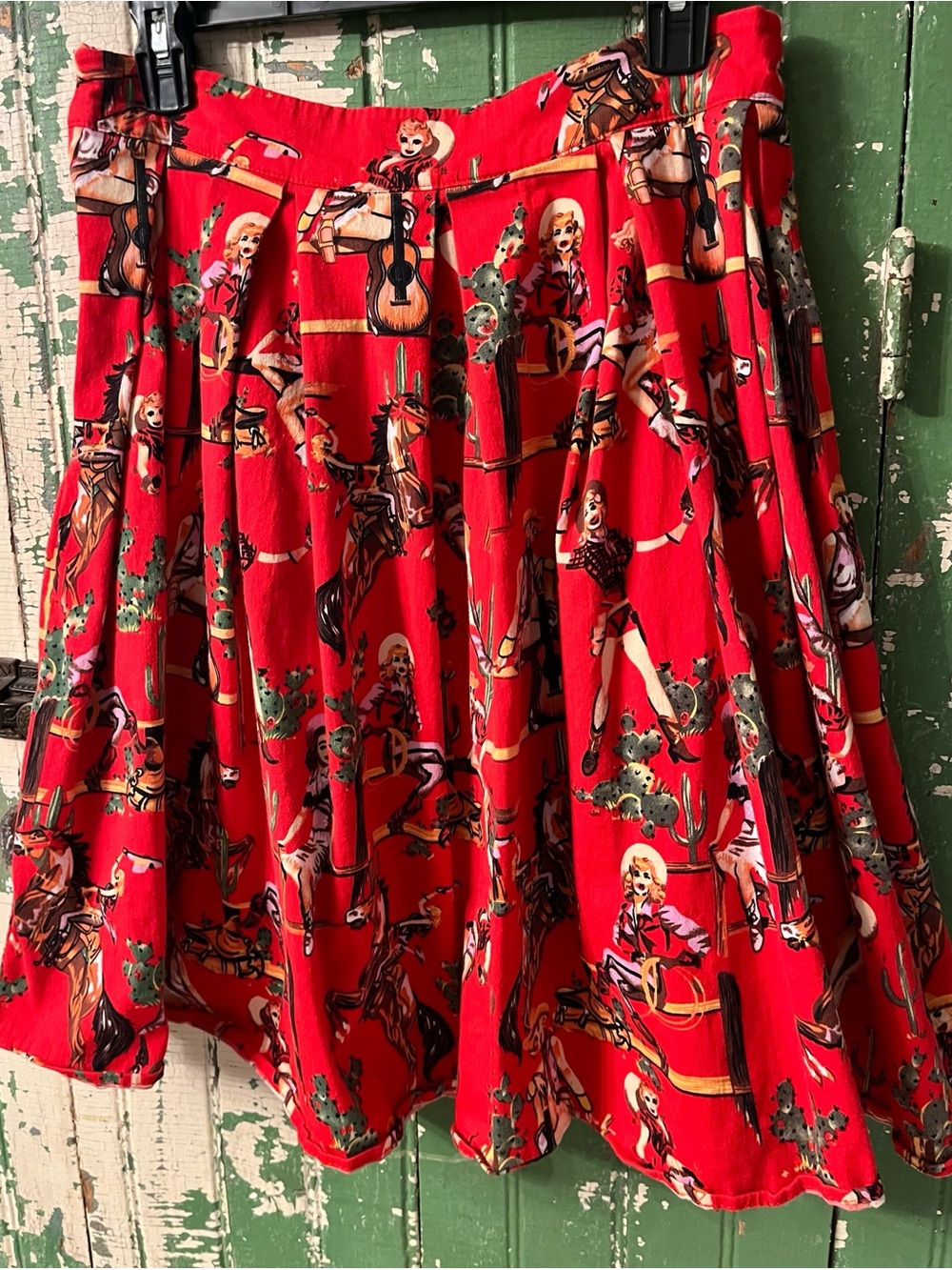 Mod Cowgirl SKIRT Retro Red Print Size XL